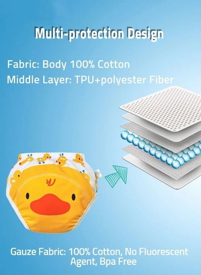 ملابس داخلية للتدريب على استخدام المرحاض مكونة من قطعتين، 6 طبقات من القطن الماص للرطوبة والقابل للتنفس للأطفال الصغار والأولاد والبنات، مقاومة للماء - Image 1